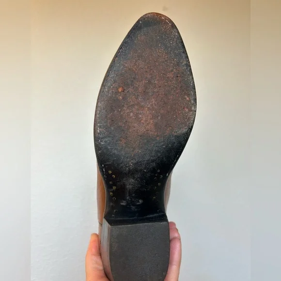 Lucchese 2000 Women’s Cowgirl Western Boots Brown Camel Leather Size 7 Scalloped - Picture 14 of 17